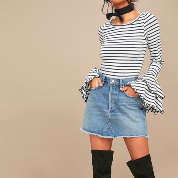 Free People Good Find White and Grey Striped Top - Picture 3 of 3